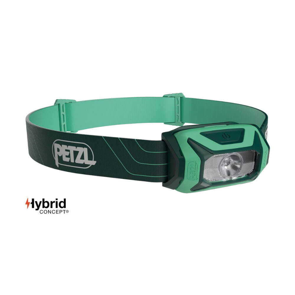 Petzl TIKKINA Headlamp Single Wide Beam Pattern with Adjustable Head Strap Running Headlamp 300 Lumens in Green