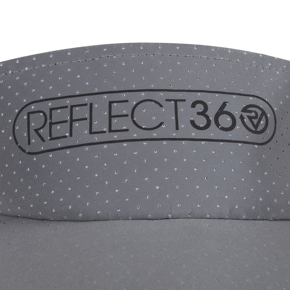 fully reflective running visor with hi viz trim fully adjustable visor reflective details