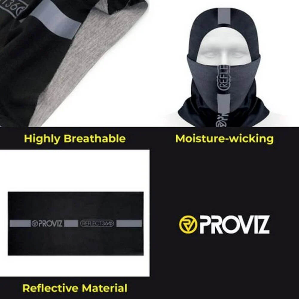 Proviz REFLECT360 reflective multifuncational headwear. Windproof and breathable for running and cycling. Neck gaiter and neck tube for running and cycling