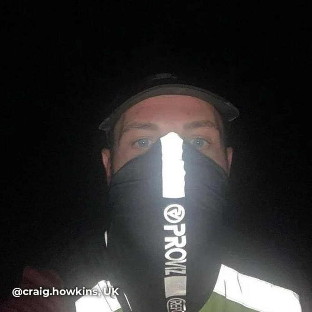 Proviz REFLECT360 reflective multifuncational headwear. Windproof and breathable for running and cycling. Neck gaiter and neck tube for running and cycling