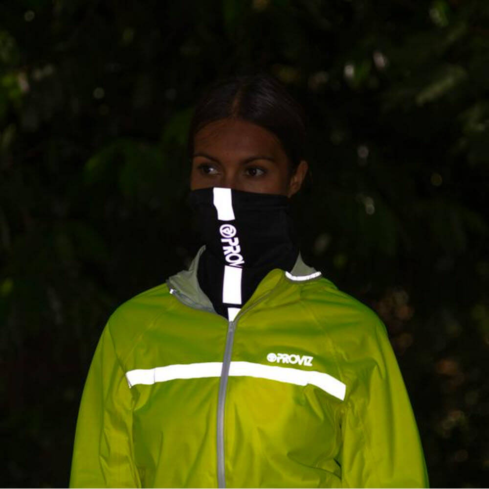 Proviz REFLECT360 reflective multifuncational headwear. Windproof and breathable for running and cycling. Neck gaiter and neck tube for running and cycling