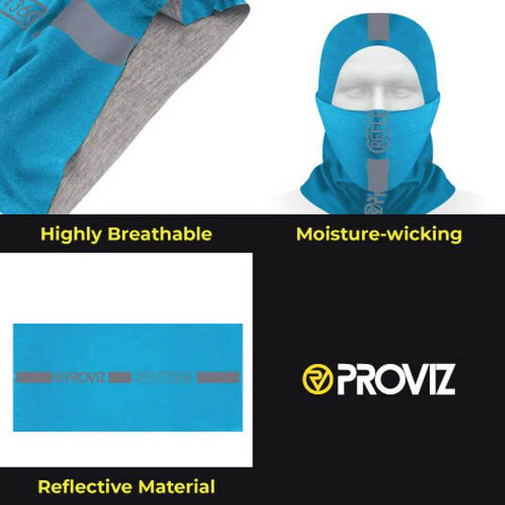 Proviz REFLECT360 reflective multifuncational headwear. Windproof and breathable for running and cycling. Neck gaiter and neck tube for running and cycling