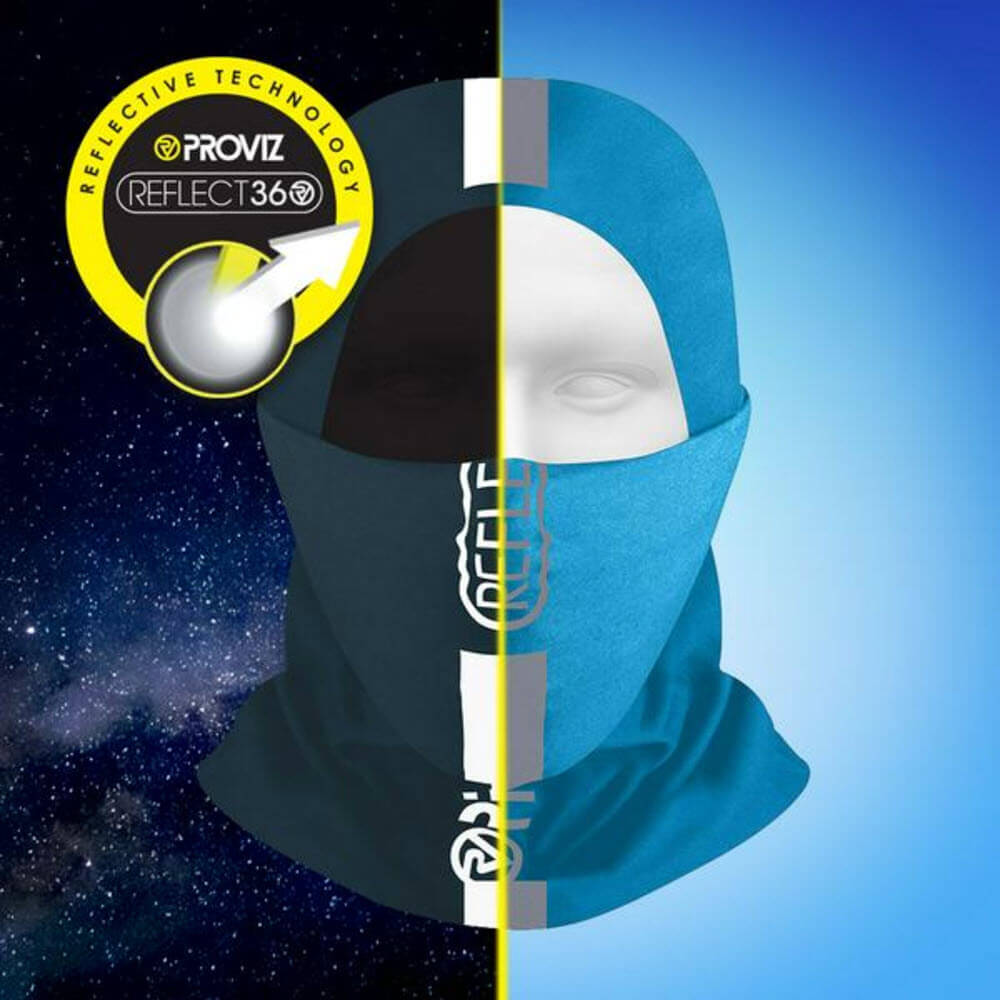 Proviz REFLECT360 reflective multifuncational headwear. Windproof and breathable for running and cycling. Neck gaiter and neck tube for running and cycling