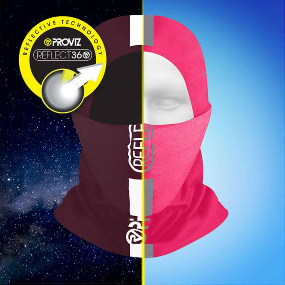 Proviz REFLECT360 reflective multifuncational headwear. Windproof and breathable for running and cycling. Neck gaiter and neck tube for running and cycling