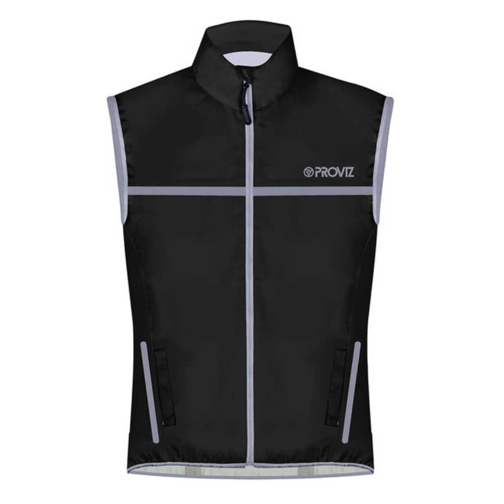 Proviz Classic Mens Waterproof and reflective seam sealed running gilet front in black