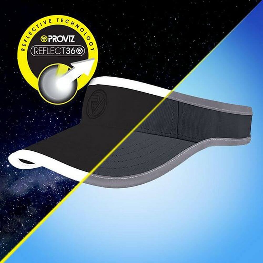 Proviz Classic Mositure Wicking lightweight Breathable Running Visor with Reflective Edging for Visibility. Adjustable Run Visor