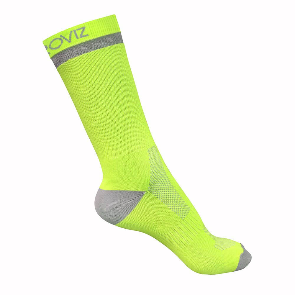 Proviz Classic Airfoot Running or cycling socks with bright neon fluorescent colours and reflective banding