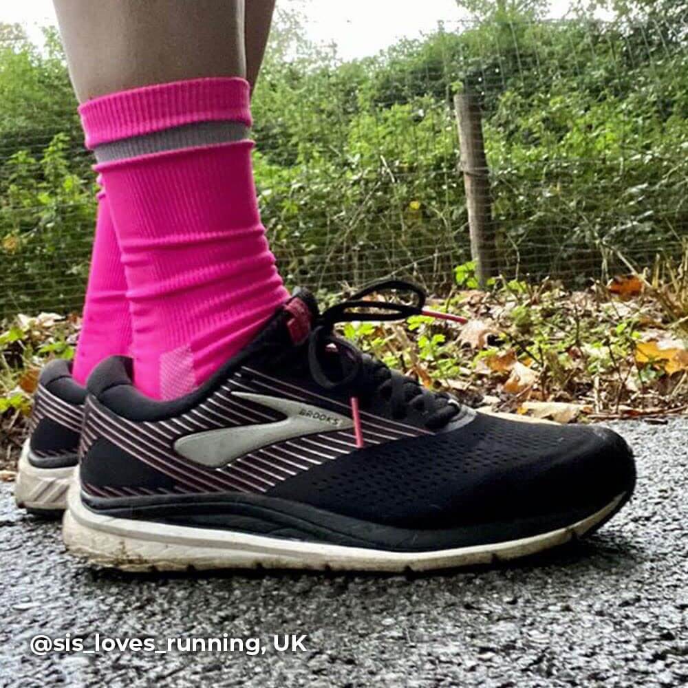 Proviz Classic Airfoot Running or cycling socks with bright neon fluorescent colours and reflective banding