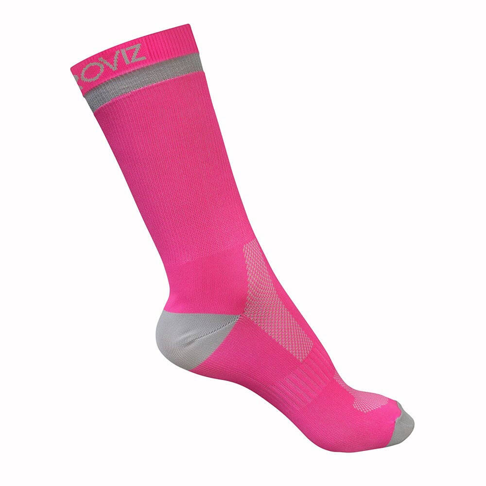 Proviz Classic Airfoot Running or cycling socks with bright neon fluorescent colours and reflective banding