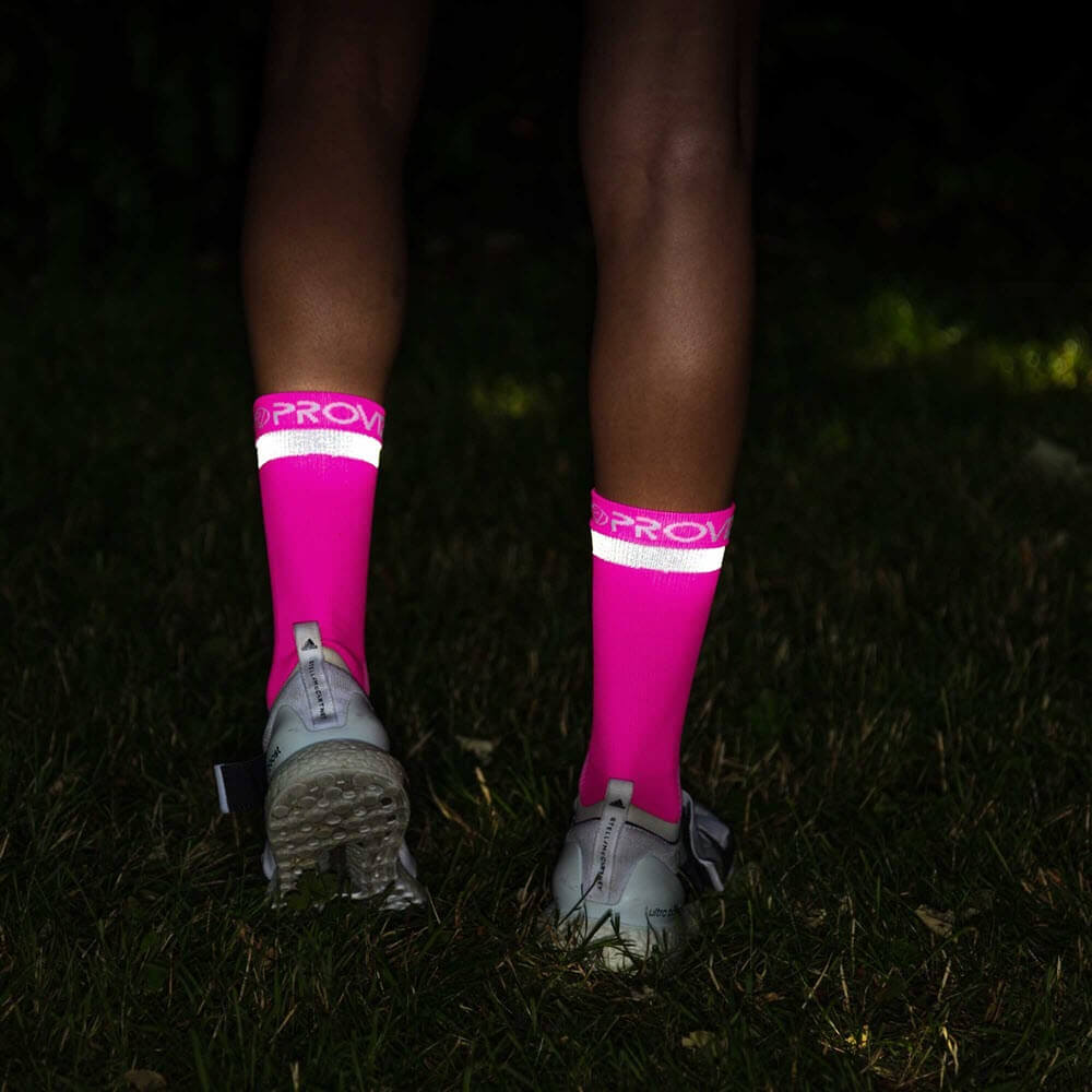 Proviz Classic Airfoot Running or cycling socks with bright neon fluorescent colours and reflective banding