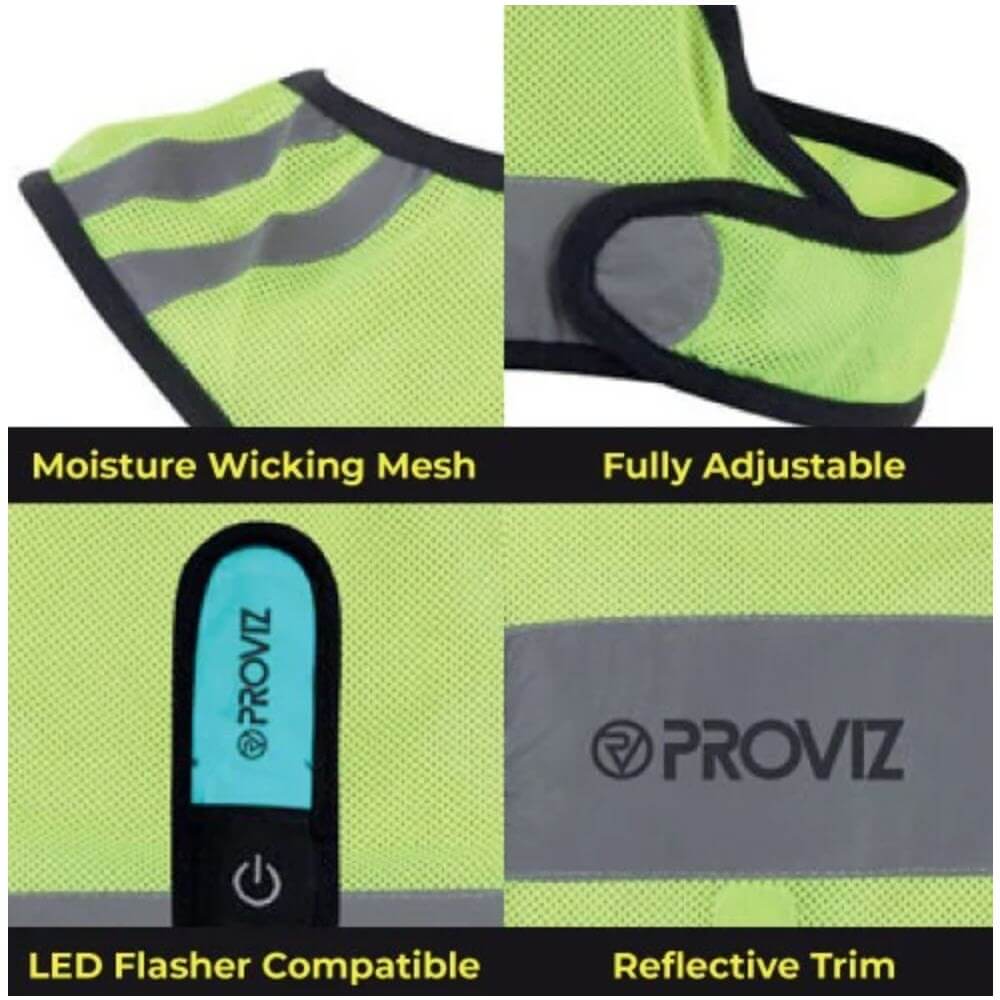 Proviz Reflective and high visiblity fluorescent neon visiblity adjustable running or cycling vest