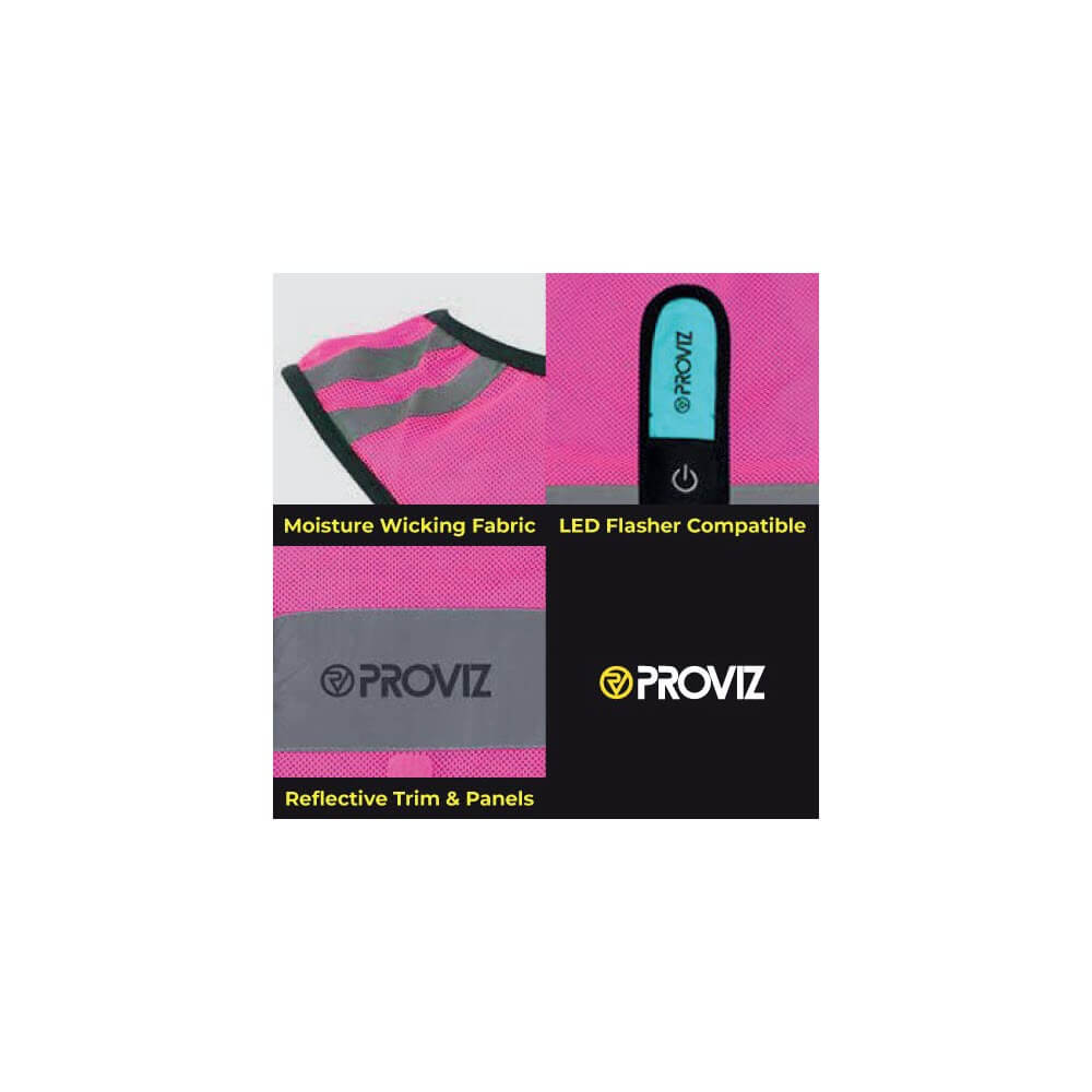 Proviz Reflective and high visiblity fluorescent neon visiblity adjustable running or cycling vest