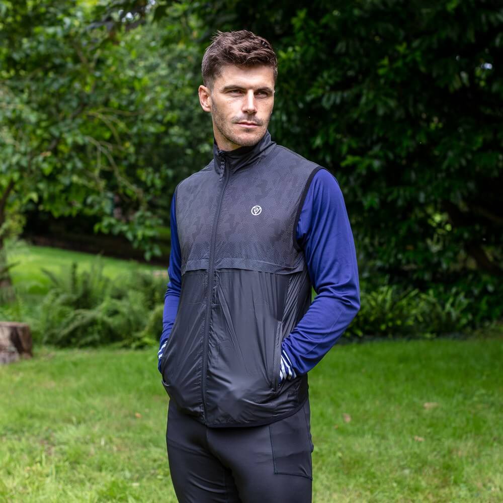 Mens Water resistant, rainbow reflective windproof lightweight proviz explorer black running gilet