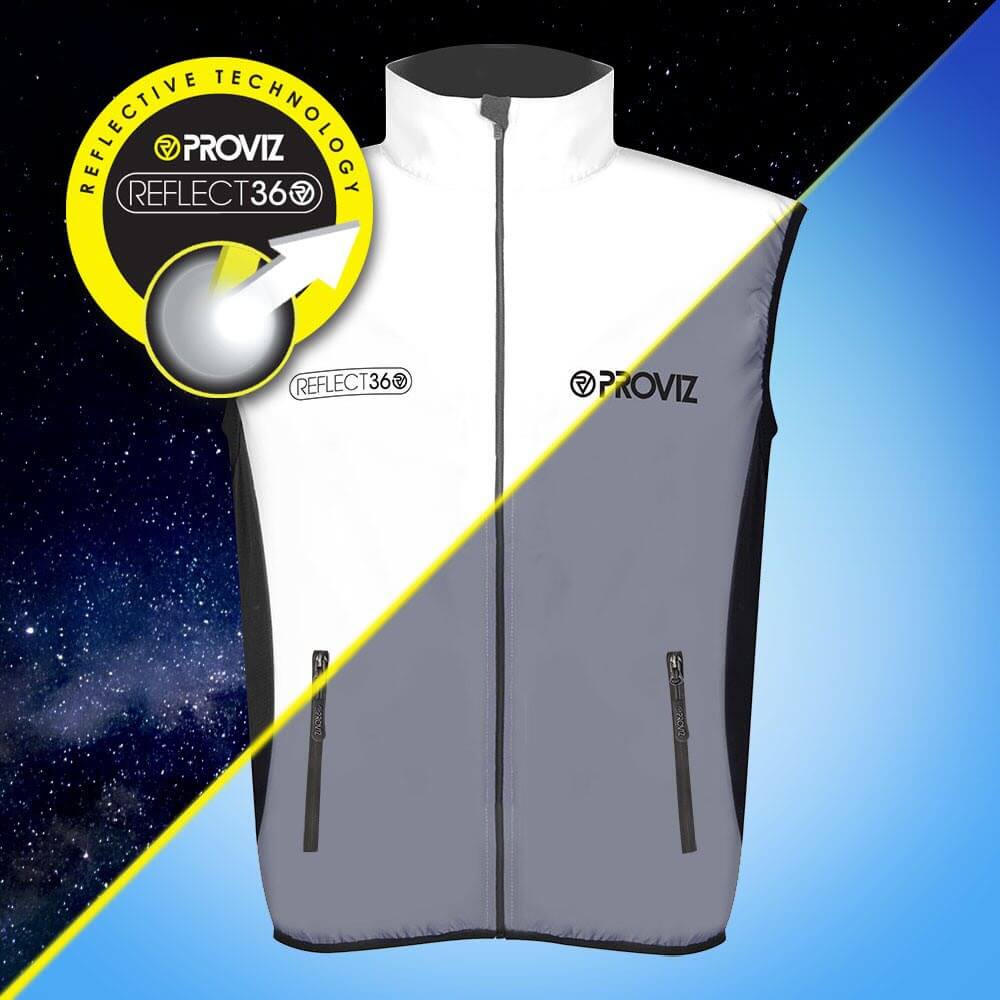 Proviz REFLECT360 mens reflective gilet for running or cycling. Breathable with high visiblity