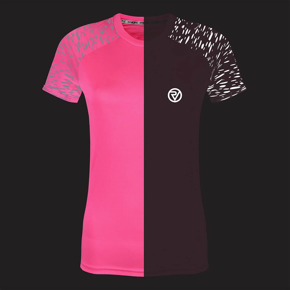 Proviz REFLECT360 Womens Short Sleeve Running Top. Breathable and moisture wicking with large reflective details for visibility.