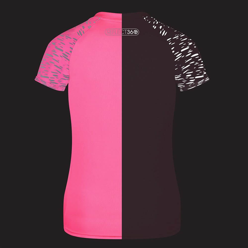Proviz REFLECT360 Womens Short Sleeve Running Top. Breathable and moisture wicking with large reflective details for visibility.