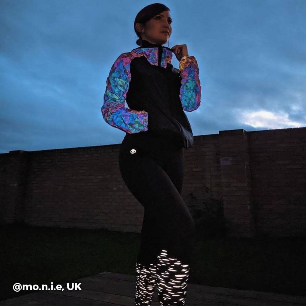 Proviz REFLECT360 Explorer Womens lightweight running jacket rainbow reflective breathable windproof and water resistant