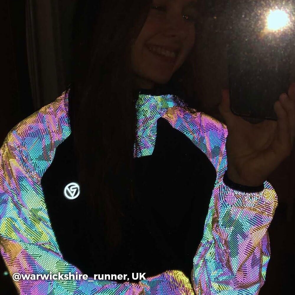 Proviz REFLECT360 Explorer Womens lightweight running jacket rainbow reflective breathable windproof and water resistant