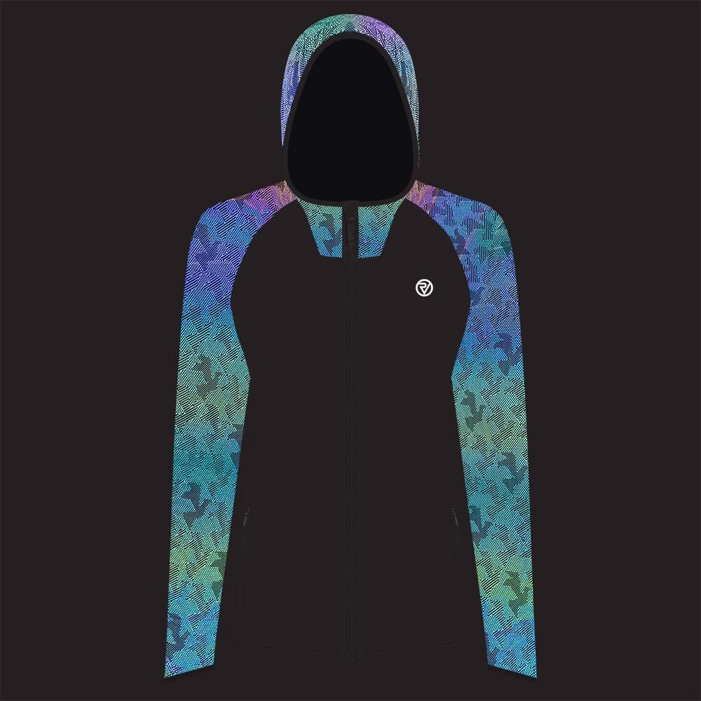 Proviz REFLECT360 Explorer Womens lightweight running jacket rainbow reflective breathable windproof and water resistant
