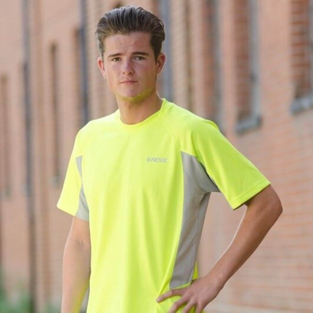 Proviz mens classic hi vis sun protective short sleeve moisture wicking neon coloured running top