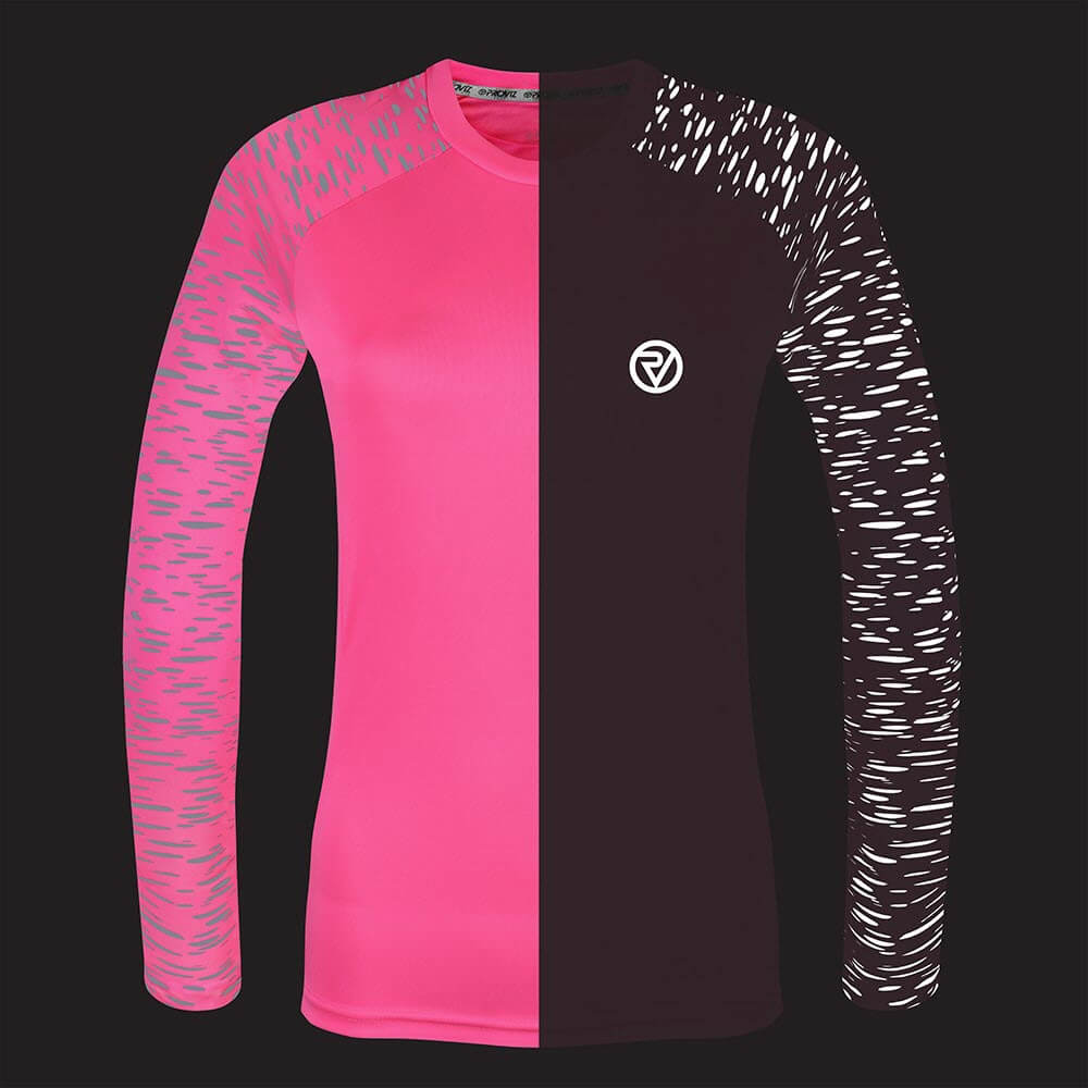 Proviz REFLECT360 Womens Long Sleeve Running Top. Reflective pattern details moisture wicking, breathable and lightweight