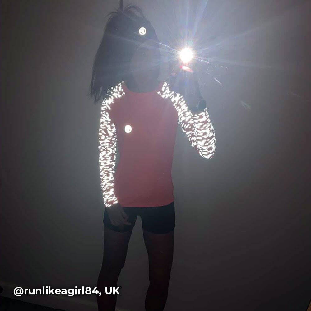 Proviz REFLECT360 Womens Long Sleeve Running Top. Reflective pattern details moisture wicking, breathable and lightweight