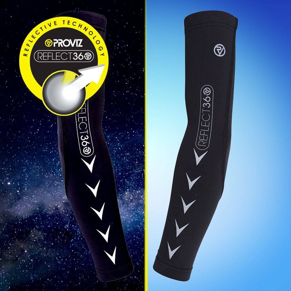 Proviz REFLECT360 running and cycling arm warmers and arm sleeves iwth full reeflective details for visibility