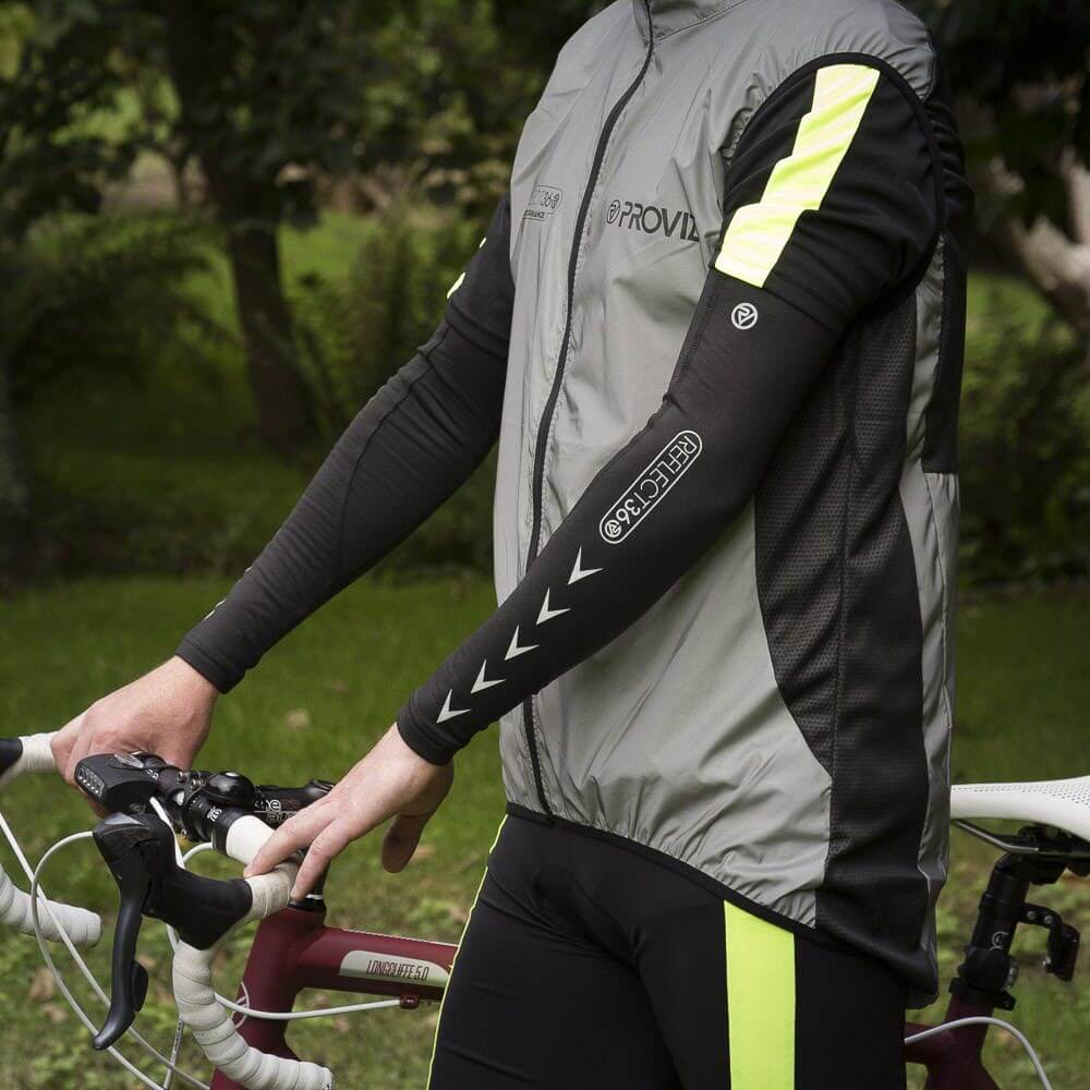 Proviz REFLECT360 running and cycling arm warmers and arm sleeves iwth full reeflective details for visibility