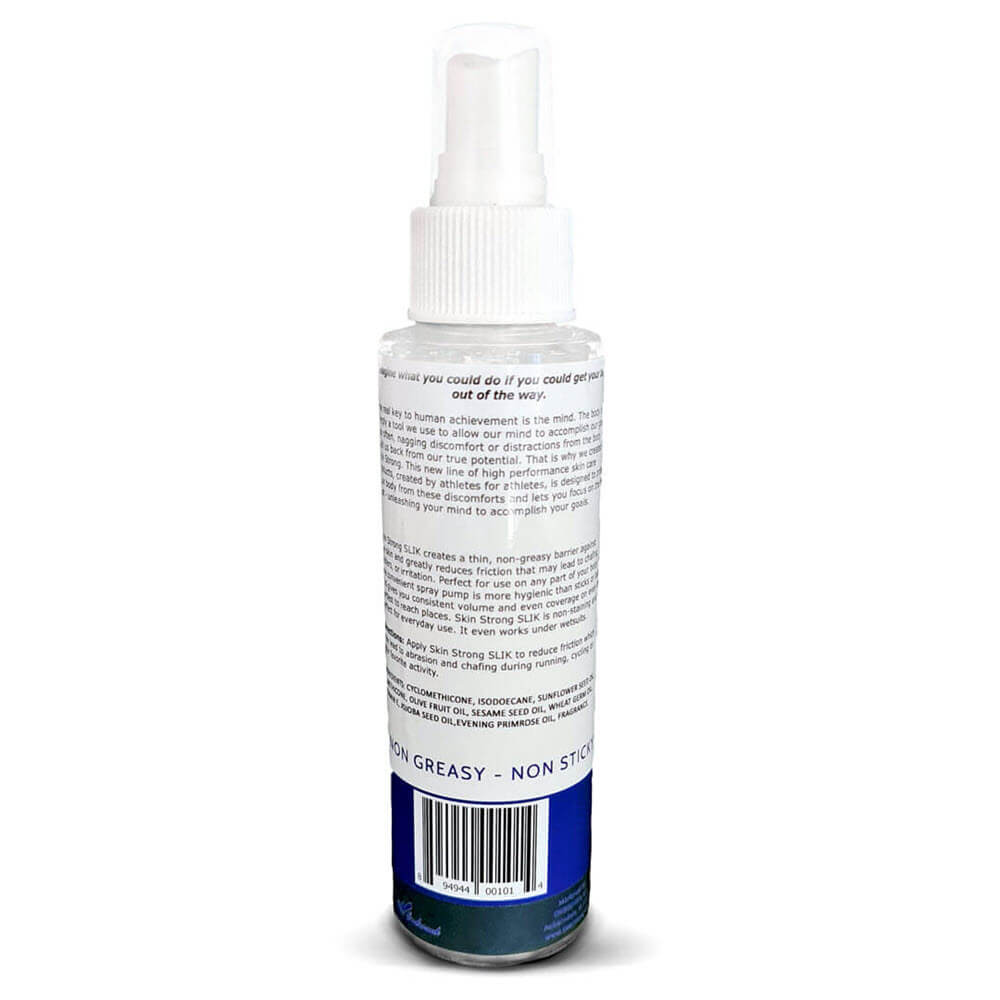 Skin Strong SLIK anti-chafe spray, anti-blister spray. Stop thigh Rub and Stop Blisters