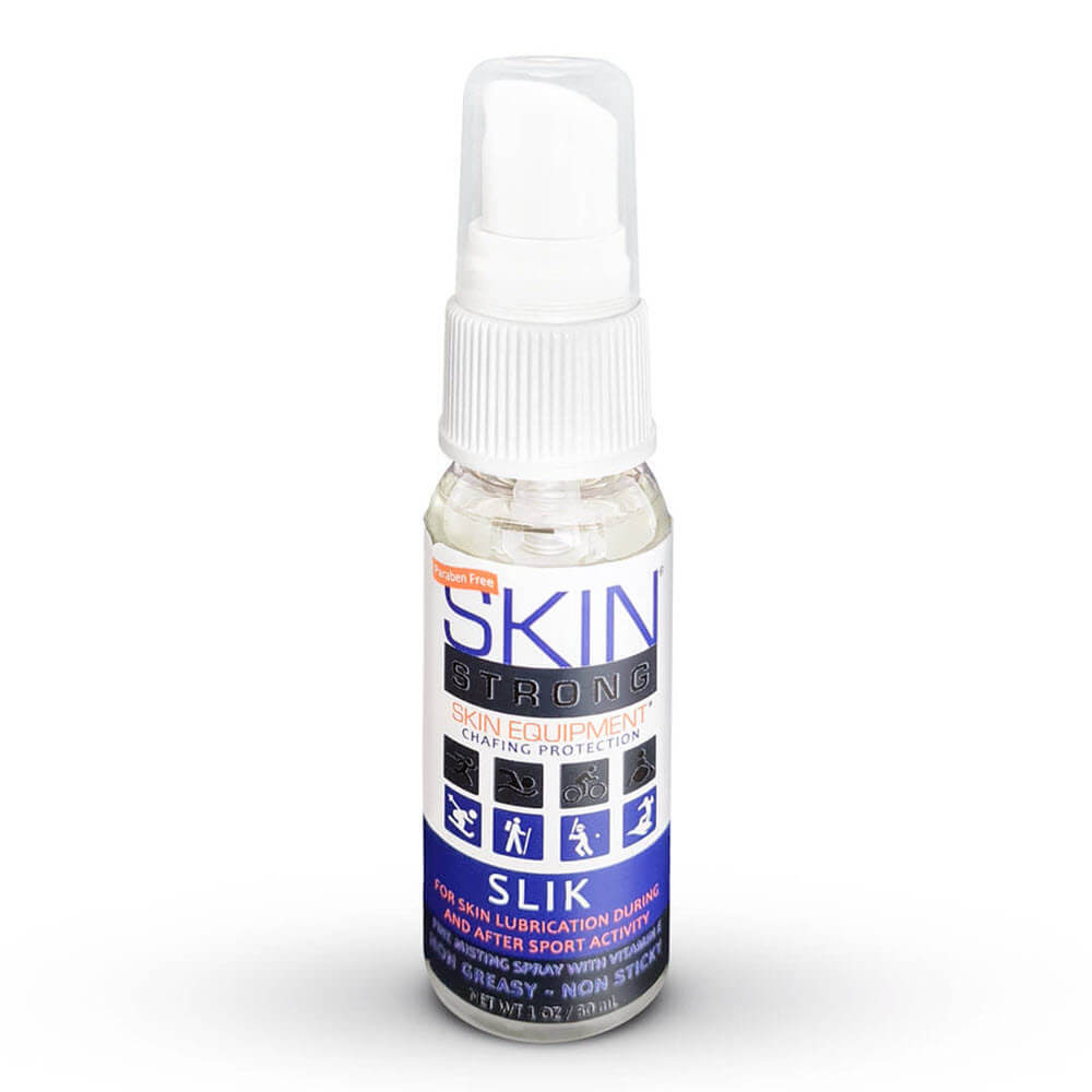 Skin Strong SLIK anti-chafe spray, anti-blister spray. Stop thigh Rub and Stop Blisters