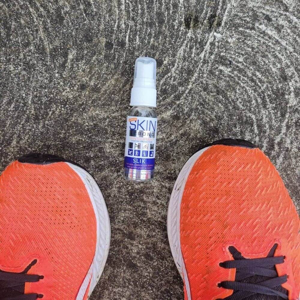 Skin Strong SLIK anti-chafe spray, anti-blister spray. Stop thigh Rub and Stop Blisters