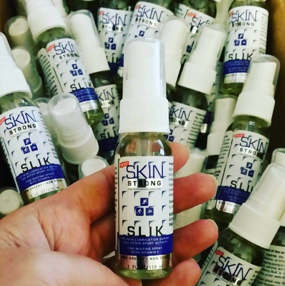 Skin Strong SLIK anti-chafe spray, anti-blister spray. Stop thigh Rub and Stop Blisters