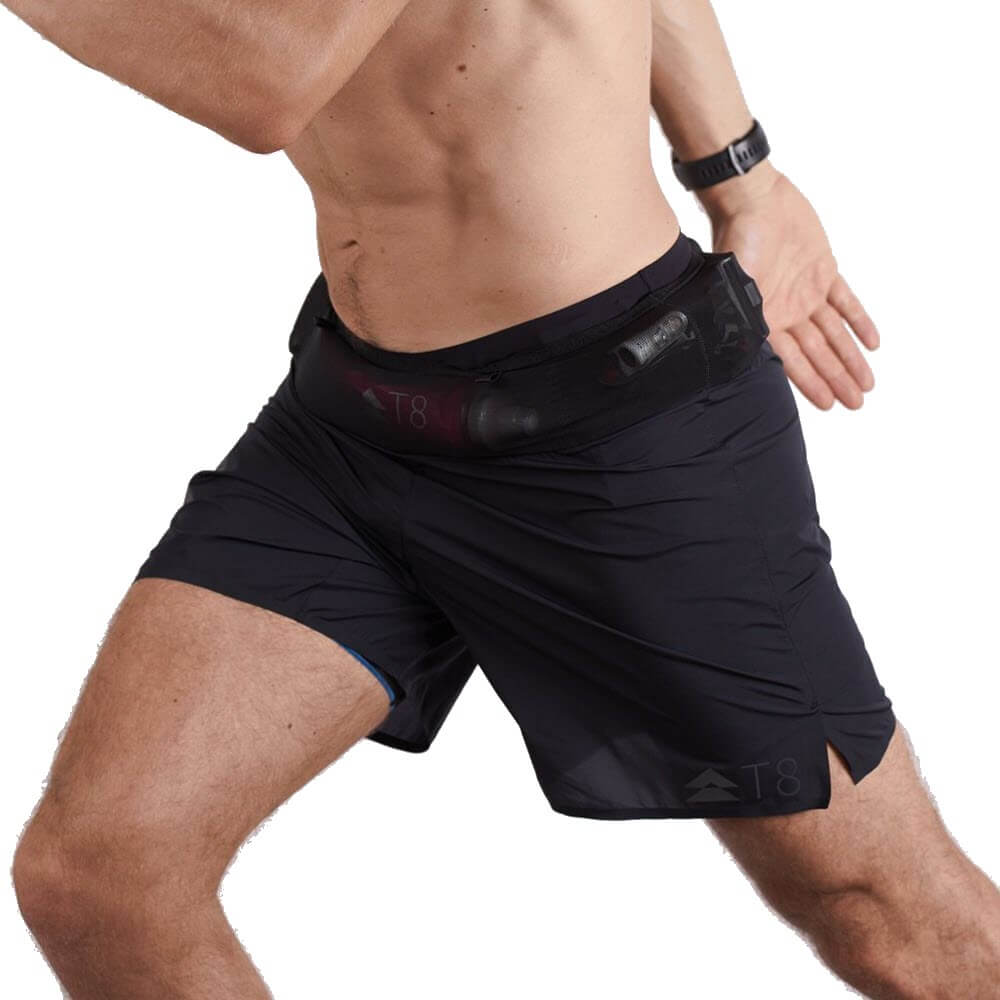T8 Mens Sherpa running shorts with waist pocket storage no chafe shorts
