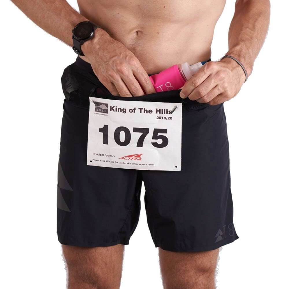 T8 Mens Sherpa running shorts with waist pocket storage no chafe shorts
