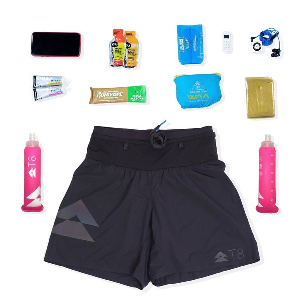 T8 Mens Sherpa running shorts with waist pocket storage no chafe shorts