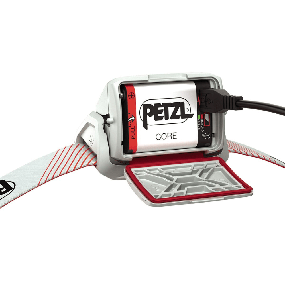 Petzl Actik Core Running Headlamp Rechargeable Battery with easy recharge access