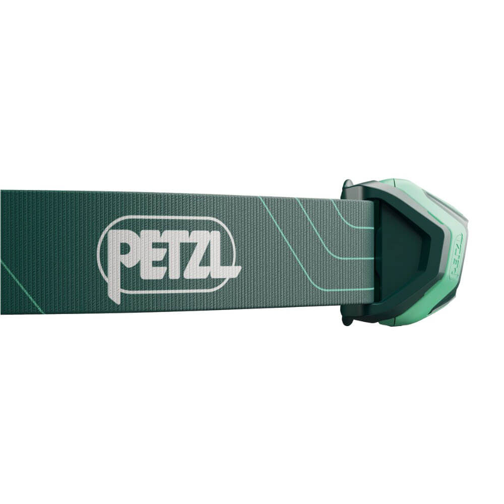 Petzl TIKKINA Headlamp Single Wide Beam Pattern with Adjustable Head Strap Running Headlamp 300 Lumens in Green Side View