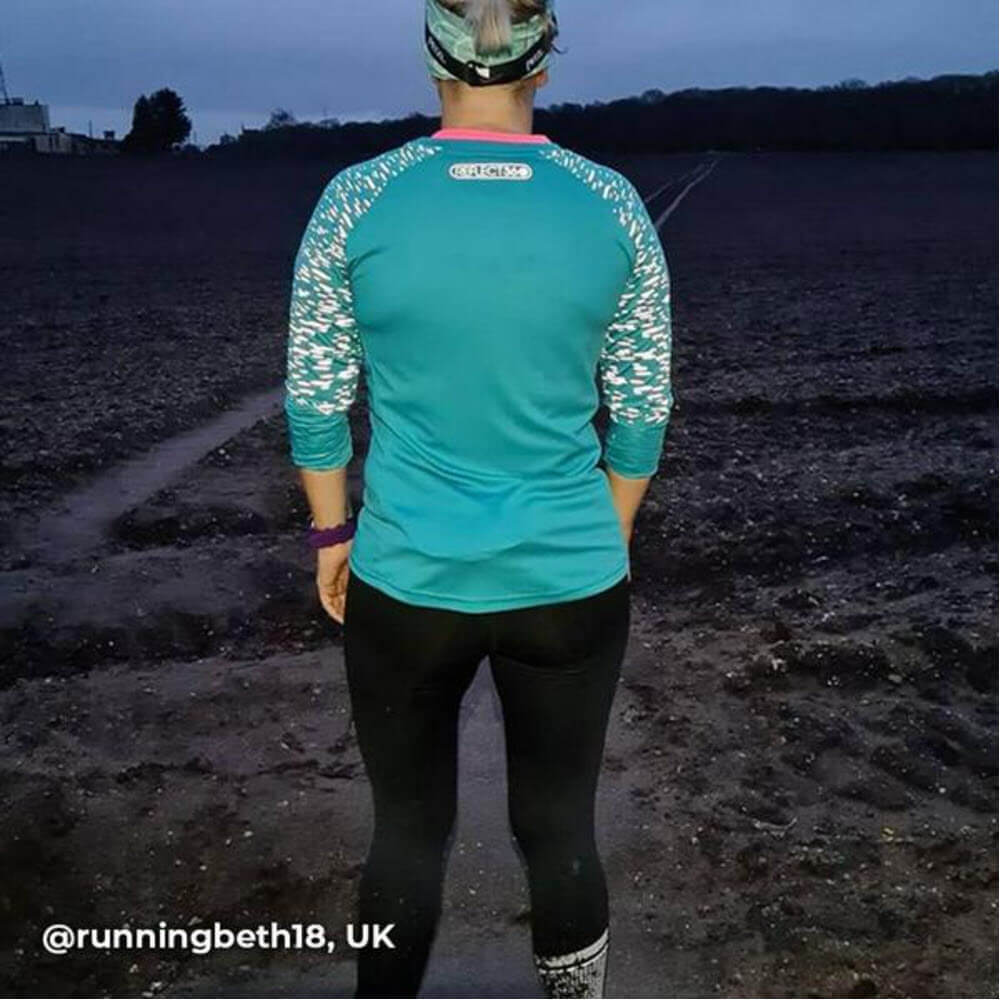 Proviz REFLECT360 Womens Long Sleeve Running Top. Reflective pattern details moisture wicking, breathable and lightweight Womens running relfective top