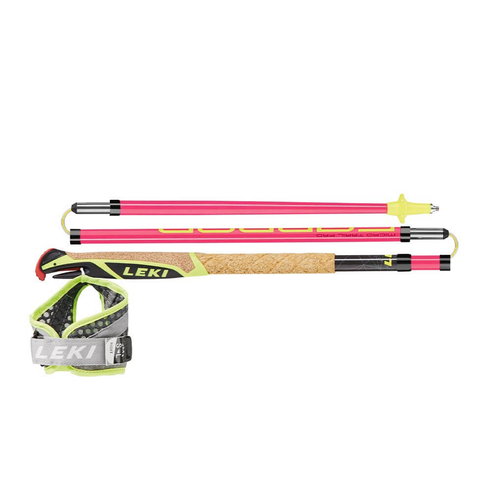 Leki Micro Trail Pro Carbon Fibre Collapsible Trail Running Poles in Hot Pink