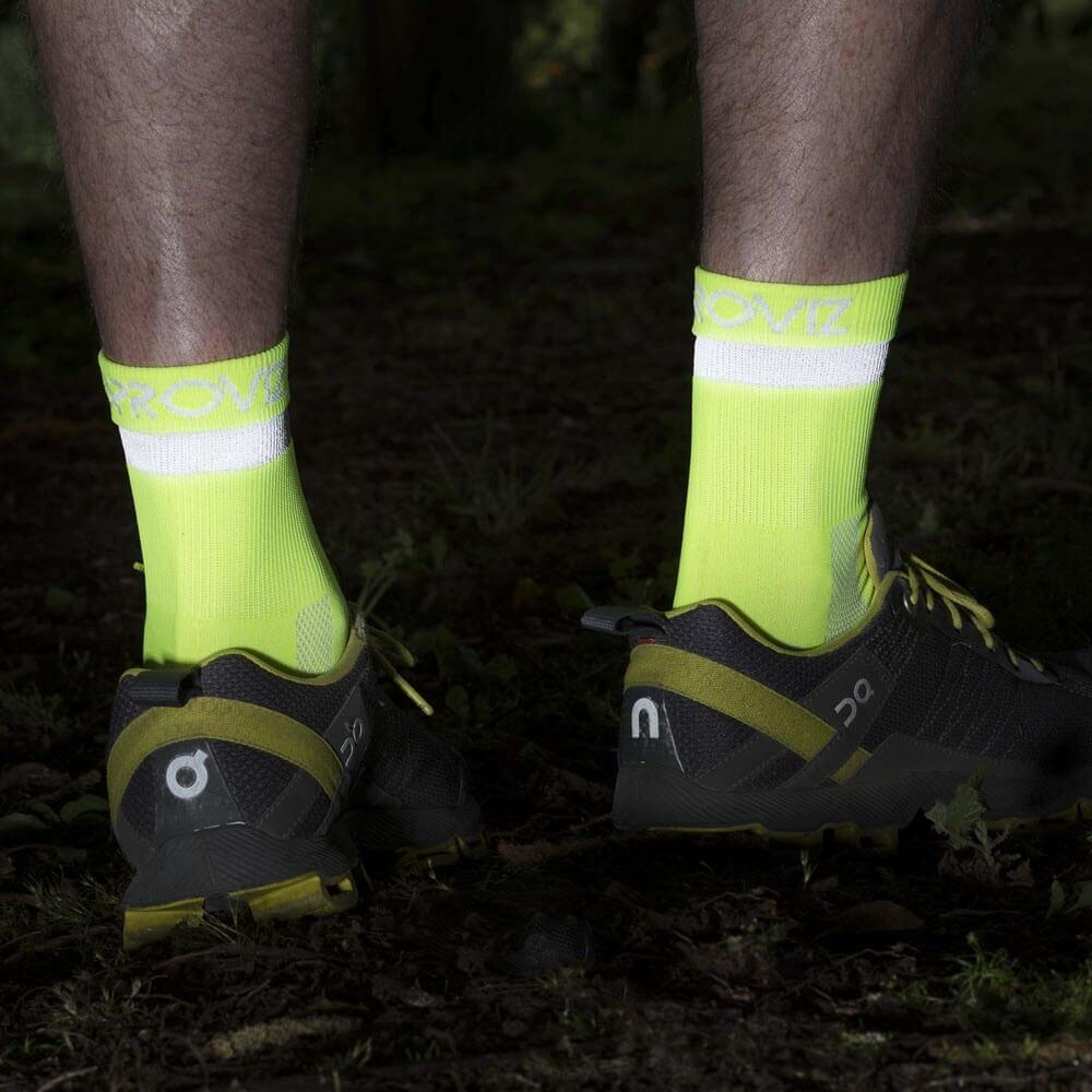 Proviz Classic Airfoot Neon and fluorescent colours with reflective cuff running socks