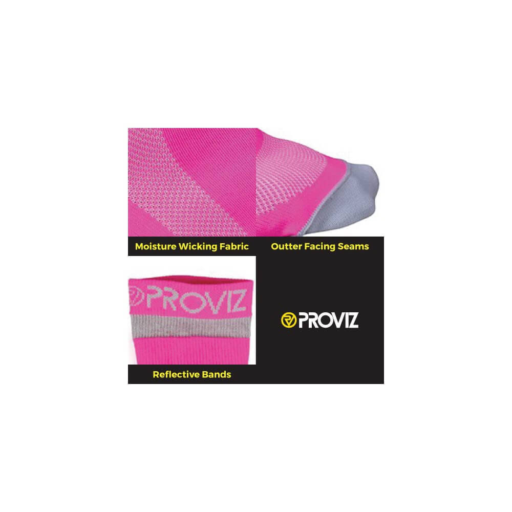 Proviz Classic Airfoot Running or cycling socks with bright neon fluorescent colours and reflective banding