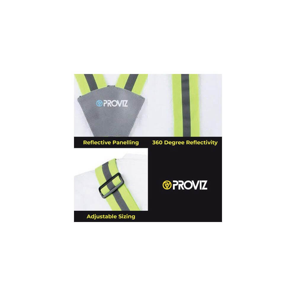 Proviz Classic Flexi Viz Adjustable High Visibility neon and fluorescent reflective running or cycling visibility belt vest