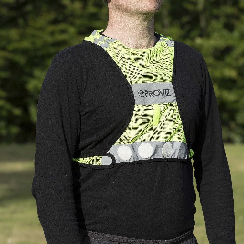 Proviz Reflective and high visiblity fluorescent neon visiblity adjustable running or cycling vest