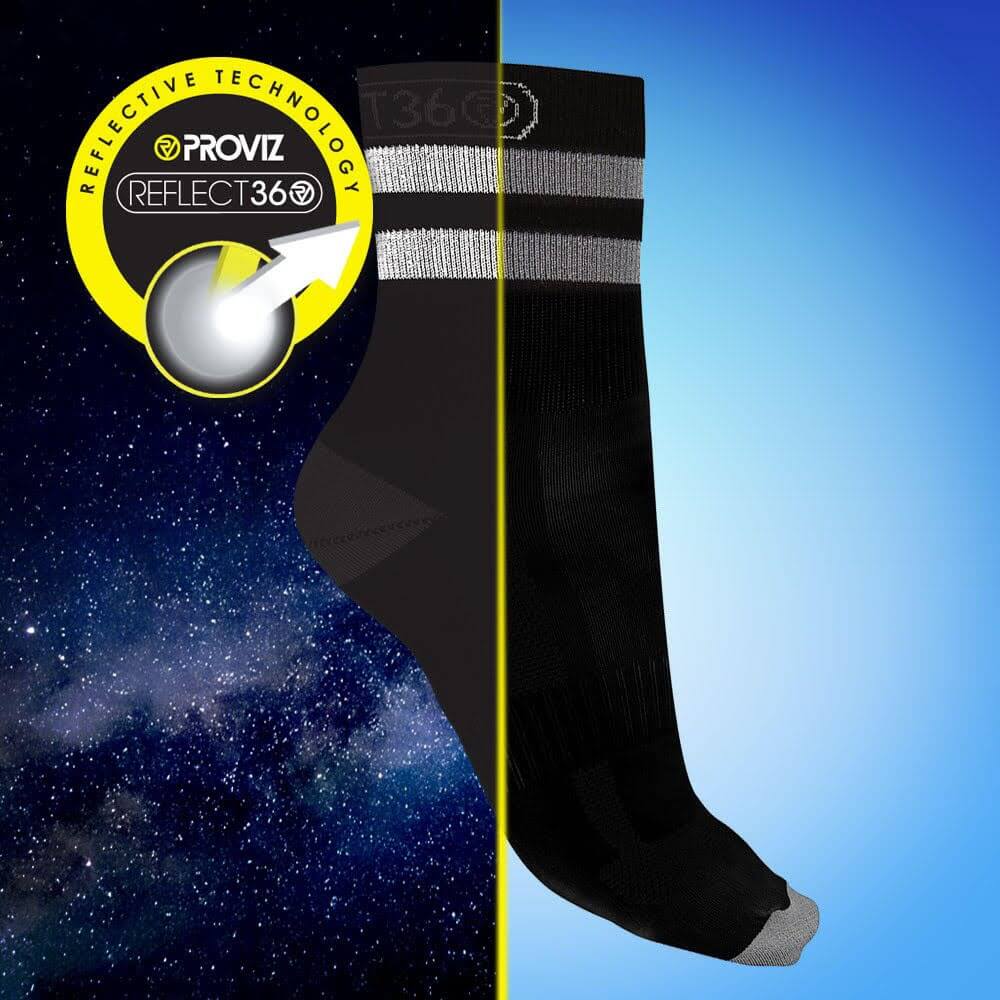 Proviz lightweight REFLECT360 running socks sweat wicking with double refrlective banding