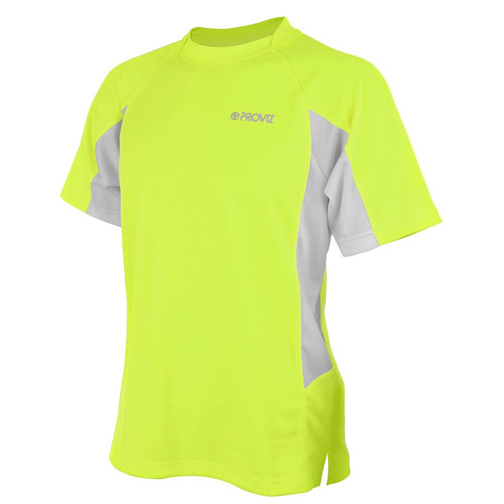 Proviz mens classic hi vis sun protective short sleeve moisture wicking neon coloured running top