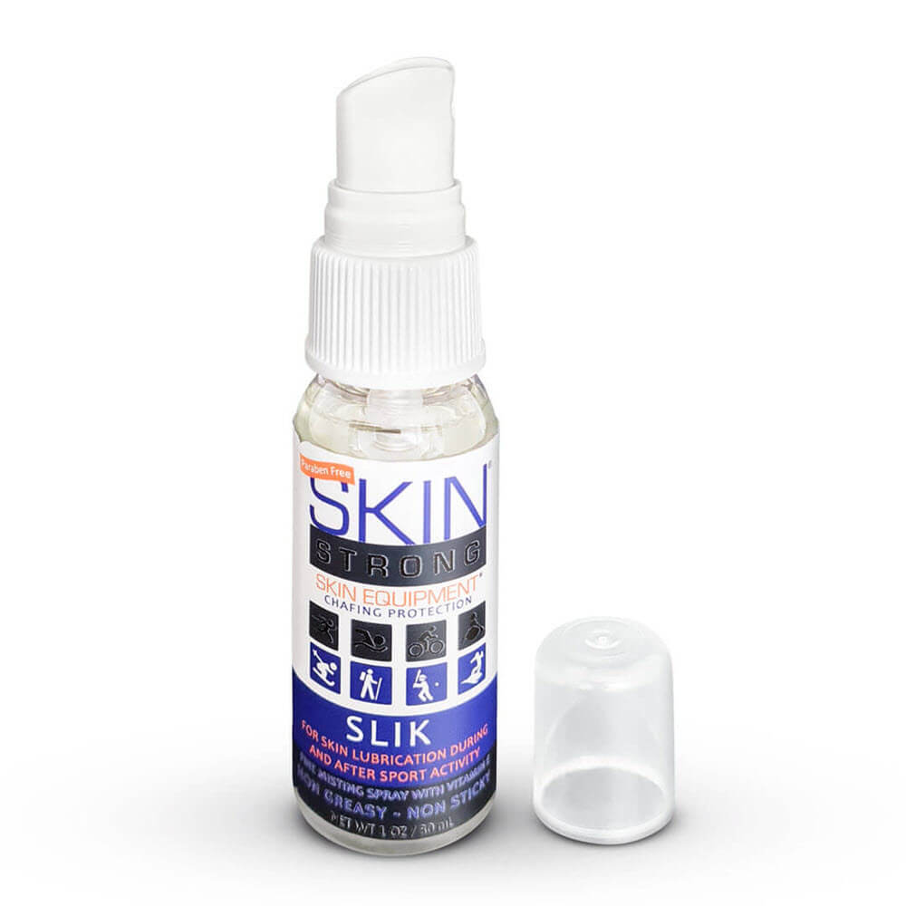 Skin Strong SLIK anti-chafe spray, anti-blister spray. Stop thigh Rub and Stop Blisters