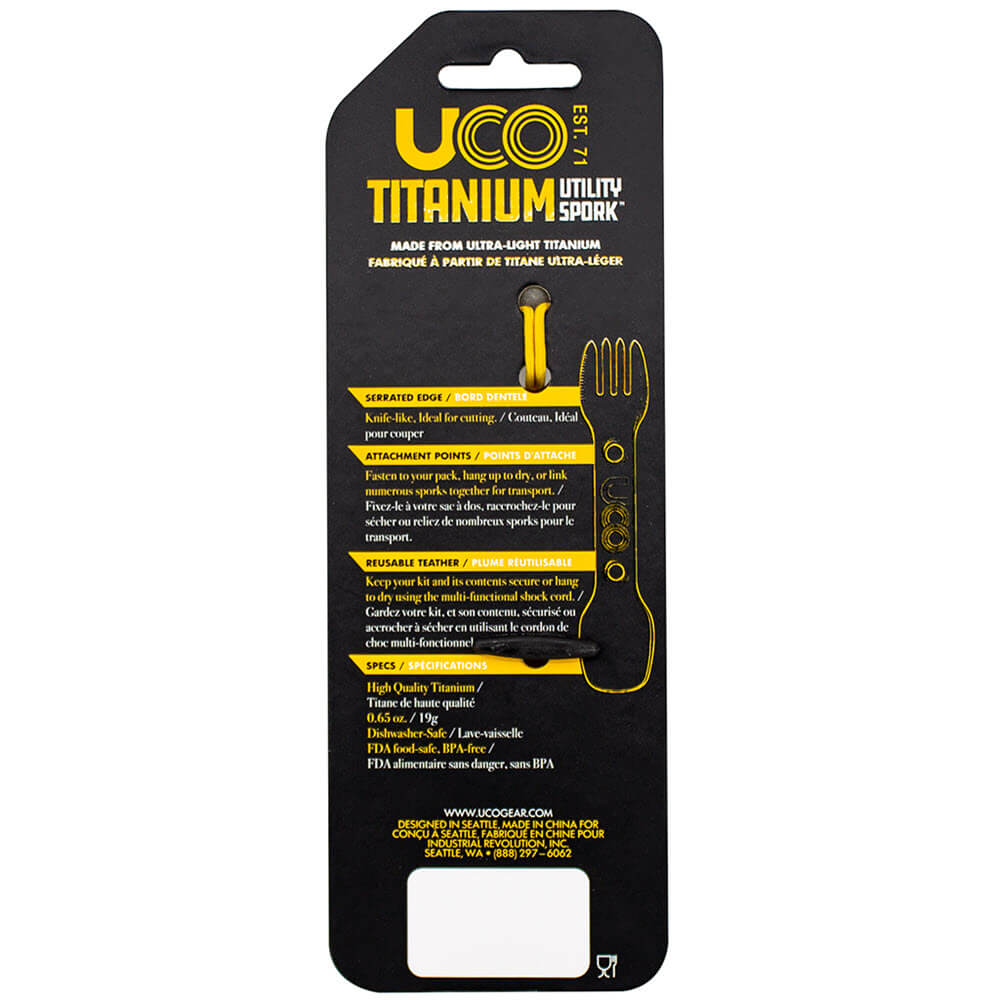 UCO Gear Titanium spork for camping hiking and overnight adventures